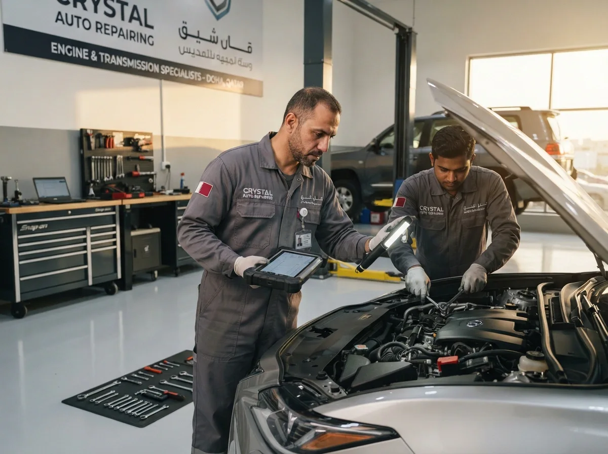 Professional vehicle inspection and engine repair process in Qatar