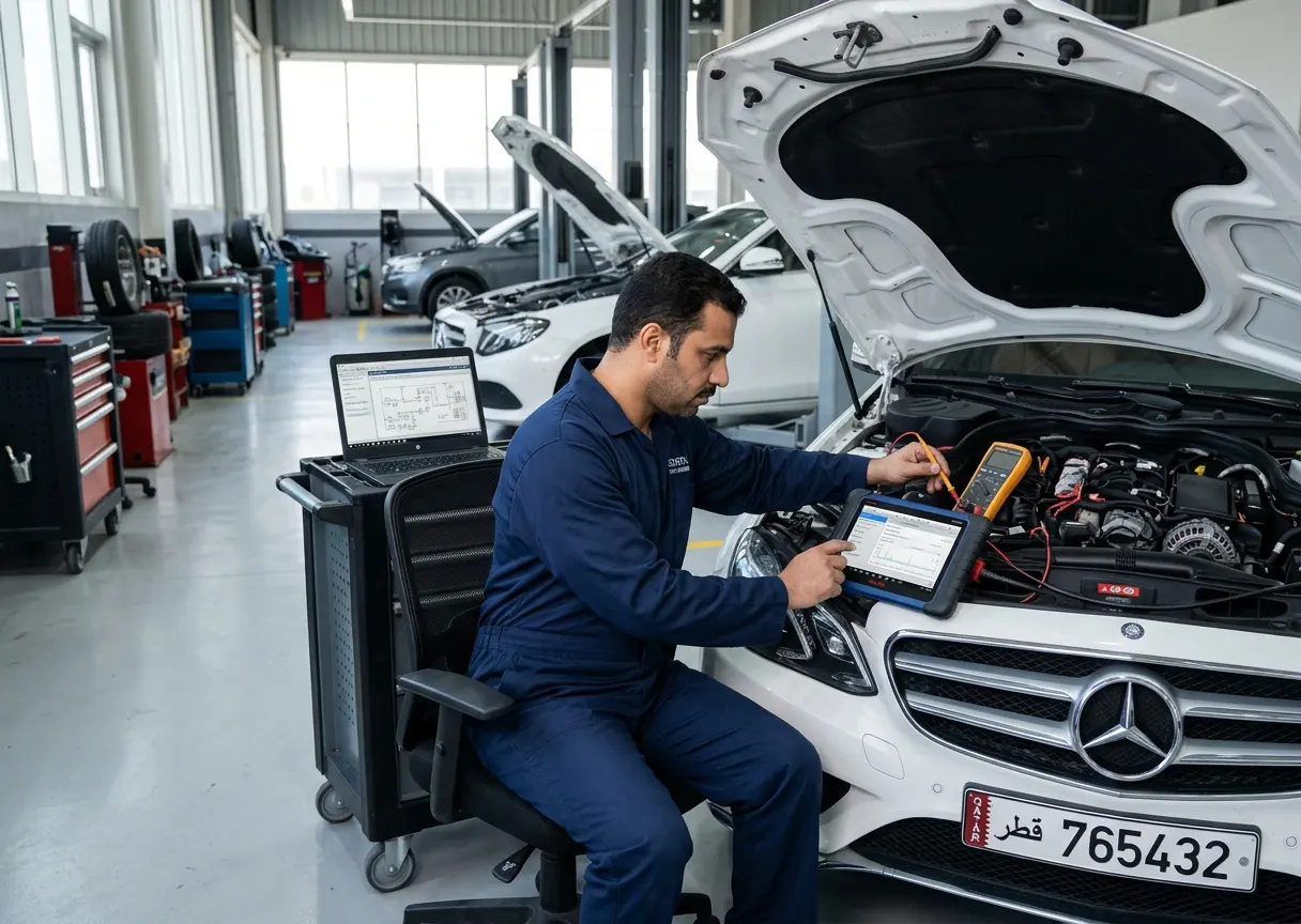 Vehicle diagnostic testing service for car electrical faults in Qatar